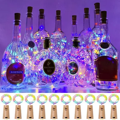 $17.99 • Buy 10PCS 20 LED Fairy Light Wine Bottle String Lights Cork Copper Wire Xmas  Decor