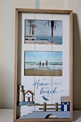 Multi Photo Frame 3d Nautical Theme Home Is Where The Beach Iswood 6  X 4  • £19.99
