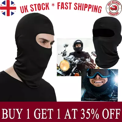 Balaclava Full Face Mask Men Women Cycling Ski Winter Warm Neck Black Motorbike • £2.94