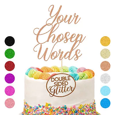 Personalised Cake Topper Glitter Cake Decorations Customised Your Chosen Words • £3.49