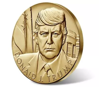 ONE U. S. MINT PRESIDENTIAL 3  INCH OFFICIAL BRONZE MEDAL 45th DONALD J TRUMP • $119.95