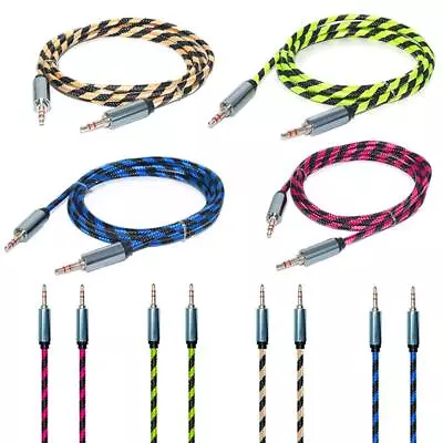 Aux Cables Braided 2.5mm Car Sound System Speaker Cable 1M 2M Striped Colourful • £2.99