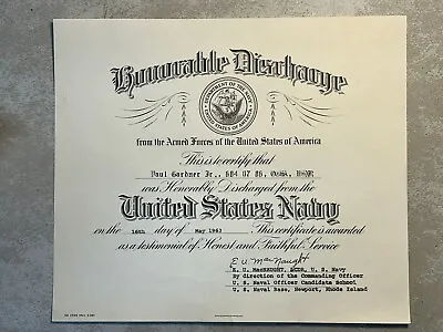 US Navy Honorable Discharge Certificate Vietnam 1963 • $18