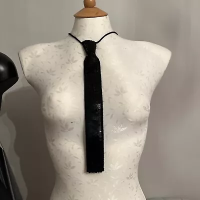 £35 • Buy Frederick Fox Vintage BLACK SEQUIN NECK TIE FANCY DRESS PARTY COSTUME NEW