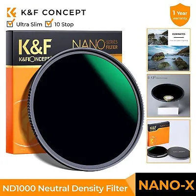 K&F Concept 37-112mm ND Filter ND1000 Neutral Density Grey Lens 10 Stop Nano-x • $67.99