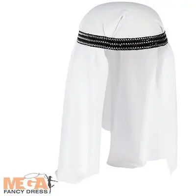 £9.99 • Buy Arab Sheikh White Hat Abrabian Nights Fancy Dress Mens Eastern Costume Headdress