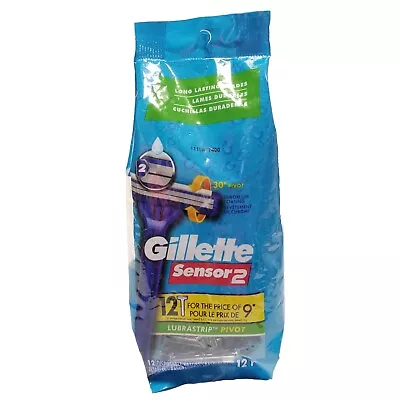 12 Pcs Gillette Sensor2 Lubrastrip Pivot Disposable Razors 2 Blade  • $10.88