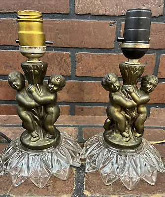 $52.11 • Buy Vintage Angel Cherub Candelabra Hollywood Regency Pair/Set