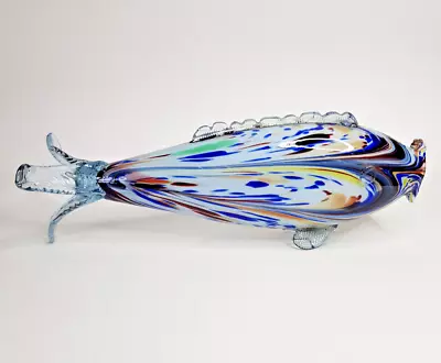 MURANO GLASS Fish 1970s Ornament 14  / 36cm Long Multicoloured EXCELLENT COND • £29.99