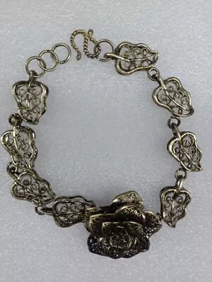 Rare Tibetan Miao Silver Plum Blossom Bracelet 925Silver Buckle • $9.99