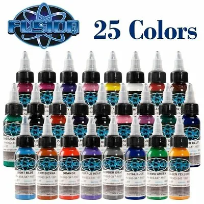 $39.98 • Buy 16/25 Color Fusion Tattoo Ink Set 1oz 30ml Bottles Genuine Inks Permanent Makeup