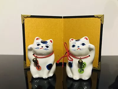 Pair Of Japanese Small Lucky Cat / Maneki-Neko Ornament • £12.50