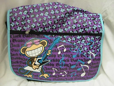 Brand New 16  Bobby Jack Backpack Messenger Bag Purple & Black Rockstar Monkey • $32.99