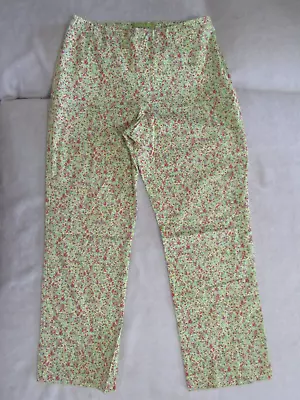 Sigrid Olsen Pants 6 Chartreuse Floral Side Zip Straight Ankle Side Zip • $14.99