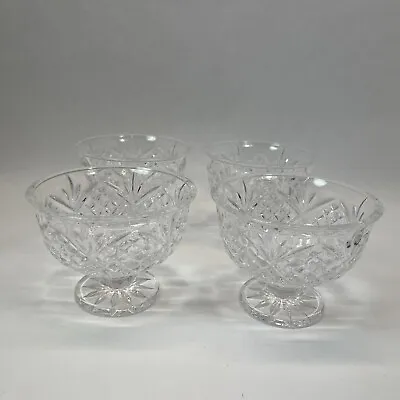 Godinger Shannon Dublin Crystal Ice Cream Bowls Set Of 4 Footed Dessert Bowls • $25.04