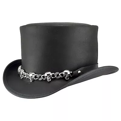 Skulls Chain Band Top Hat Steampunk Hat El Dorado Top Hat Black Steampunk Hat • $96.02