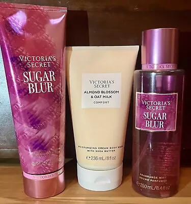 Victoria Secret Sugar Blur Body Mist Body Lotion & Almond Cream Body Wash • $28