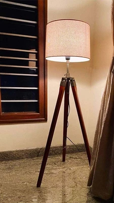$115.39 • Buy Antique Vintage Wooden Tripod Stand For Floor Lamp Home Decor Item.