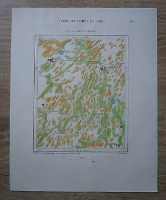 1892 Perron Map DRUMLINS OF WISCONSIN EAST OF MADISON #75 • $20