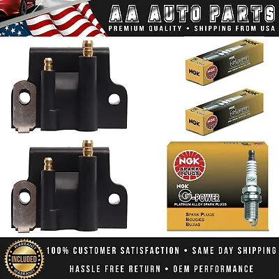 2PCS NGK Spark Plug & Outboard Coil For Johnson Evinrude 582508 512227 18-5179 • $73.65