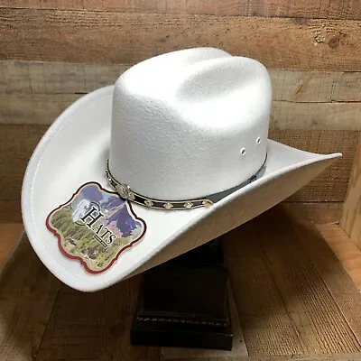 Men's White Faux Felt Western Cowboy Hat Tejana Sombrero Vaquero Texana Sebastia • $36.89