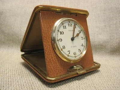 Antique/Vintage American Elgin 8 Day Travel Clock Keystone Case Body Gilt • $168.36