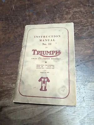 Triumph Speed Twin Thunderbird Tiger 100 110 Trophy TR5 Instruction Manual Book • $29