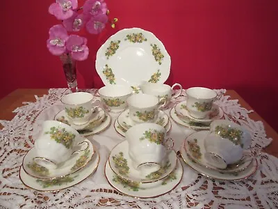 Lovely  Vintage Bone China  Queen Anne Yellow Flowers Tea Set 21 Pieces • £30