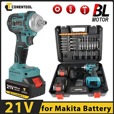 21V Cordless Impact Wrench 480NM Brushless Electric Drill Driver Set For Makita • £48.49