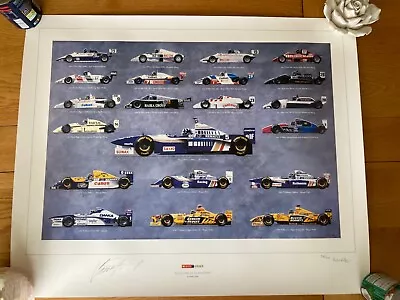 Racecars Print By Andrew Kitson Signed By Damon Hill & Artist. Framed • £125