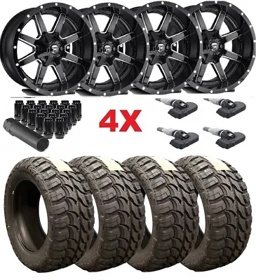 Fuel Maverick Gloss Black Wheels Rims 33 12.50 22 Mt Tires Tundra Ram Sequoia • $2995