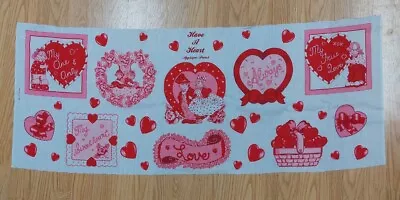 VTG Fabric Wamsutta Hallmark Cards Valentines HAVE A HEART Appliqué Panel  NOS   • $5