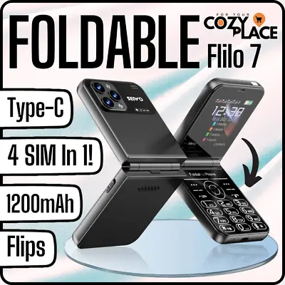 Flilo 7 Flip Phone For Work 4-SIM HD Screen Auto Call Record Long Life Battery • $27.99