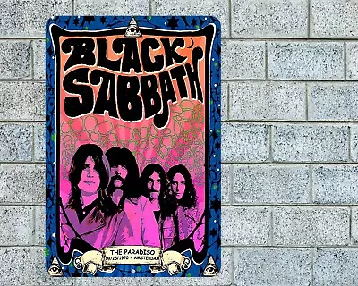 Black Sabbath Amsterdam Concert Sign Aluminum Metal 8 X12  Retro Garage Man Cave • $12.95