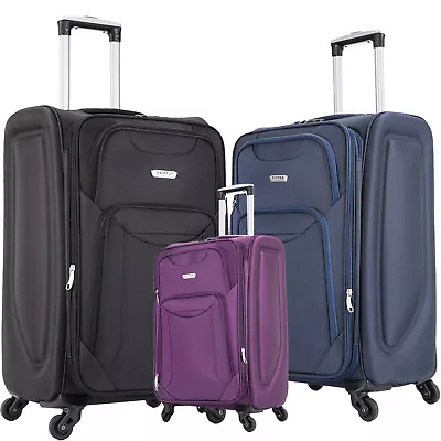 Large Suitcase Medium 4 Wheel Expandable Lightweight Luggage Travel Cases Soft • £39.99