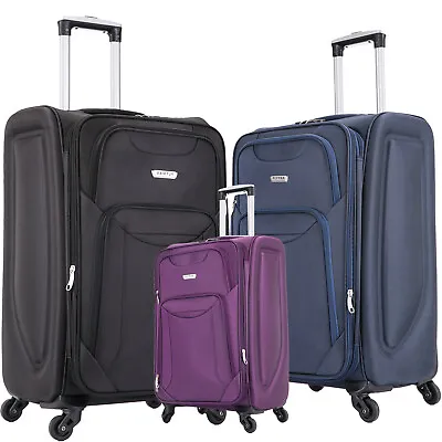 £59.99 • Buy Large Suitcase & Medium Cabin 4 Wheel Luggage Travel Cases Lightweight Soft Big