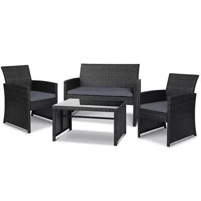 Gardeon 4 PCS Garden Furniture Outdoor Lounge Setting Wicker Rattan Dining Set • $249.95