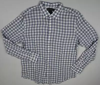 The Men's Store Linen Check White Combo Shirt L New $98 BM6-15 • $15