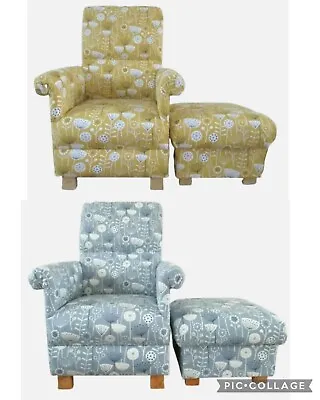 Fryetts Bergen Fabric Adult Chair & Footstool Floral Armchair Accent Nursery New • £335.99