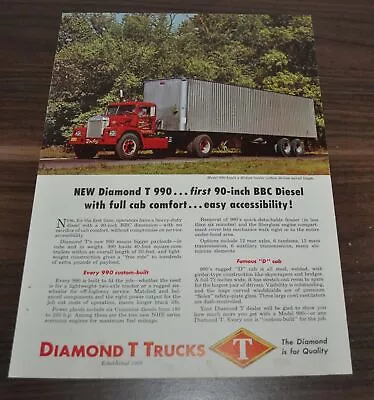 1960 Diamond T 990 Truck Ad Rowley Interstate Timken Super Service Motor Freight • $9.99