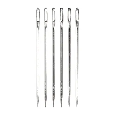 6pcs 4 Inch Upholstery Needles Stainless Steel Large Eye Stitching Needles • $8.71