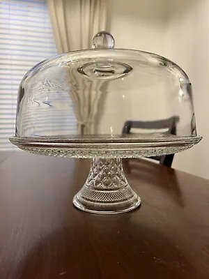 Vintage Anchor Hocking Wexford Cake Plate Stand Dome And Punch Bowl 12” • $59.95