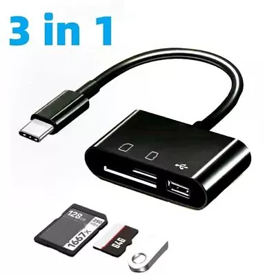 USB Type C Card Reader OTG Adapter USB SD/TF Card Reader Data Transfer Cable • £4.94