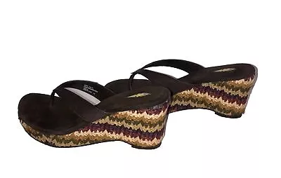 Volatile Shoes Women 8 Brown Wedge Heel Platform Thong Sandals Y2K Colorful  EUC • $16.99