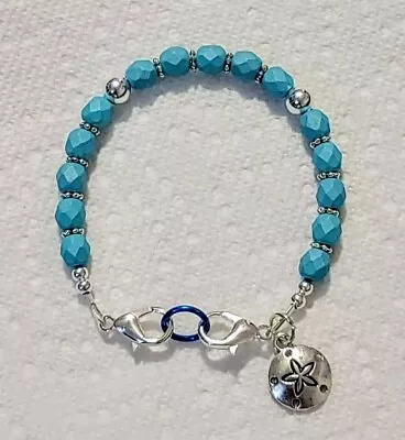 Czech Glass Beads Saturated Teal Medical Alert ID Replacement Bracelet 6.5  • $8.50