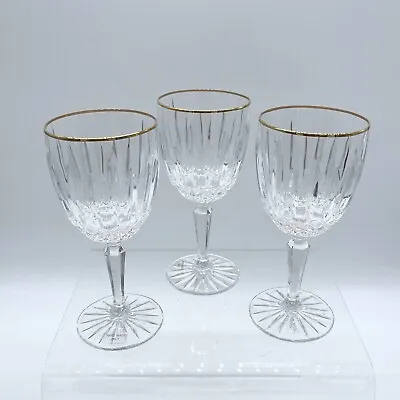 Mikasa Old Dublin Gold Water Goblets Wine Glasses Discontinued 7” Set Of 3 • $52.88