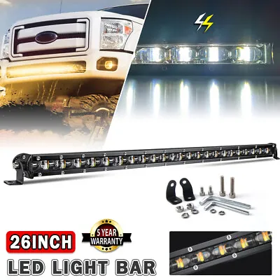 Slim 26 Inch Dual Color Strobe LED Work Light Bar 4WD Truck SUV ATV Driving Lamp • $52.69