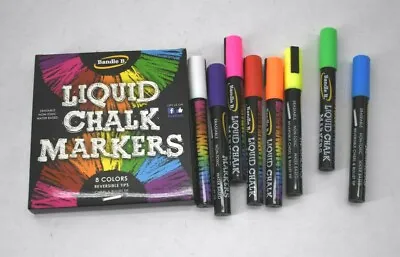 $9.49 • Buy Bundle B Liquid Chalk Markers Non-Toxic Erasable Reversible Tips 8 Pack
