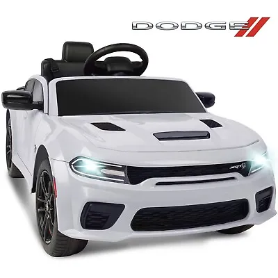 12V Dodge Charger SRT Ride-On Car For Kids With Remote Music Player LEDs-White • $249.99