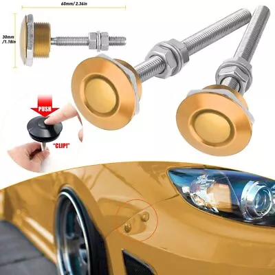2x Car Bumper Latch Kit Push Button Quick Release Hood Bonnet Pin Lock Clip Gold • $9.99